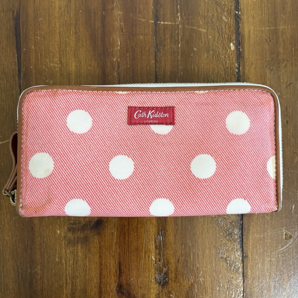 Cath Kidston Red Polka Dot Coated Canvas Large Bi-fold Continental Wallet